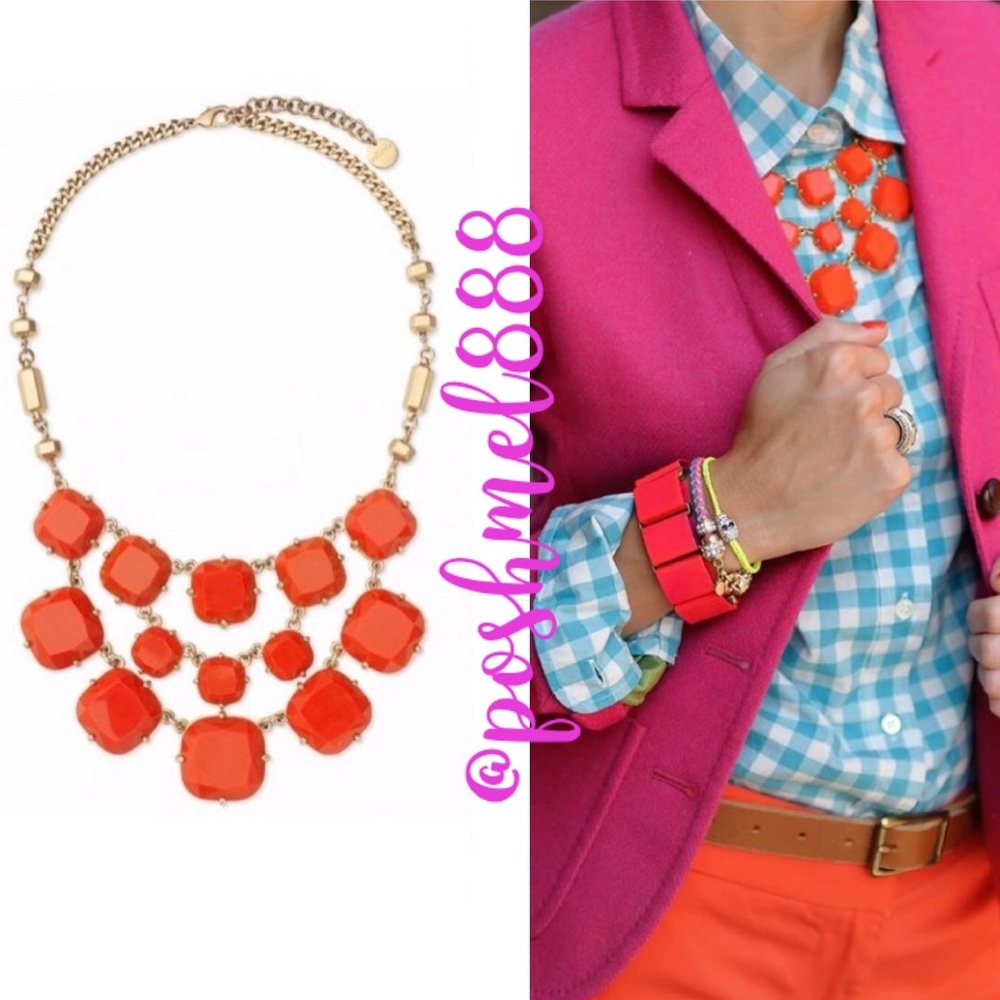 Stella & Dot | Vivid ColorPOP Coral Red Olivia Statement Bib Necklace Re…
